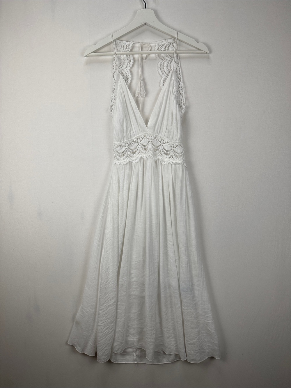 Cupshe White Lace Boho Maxi Dress Open Back Size Medium